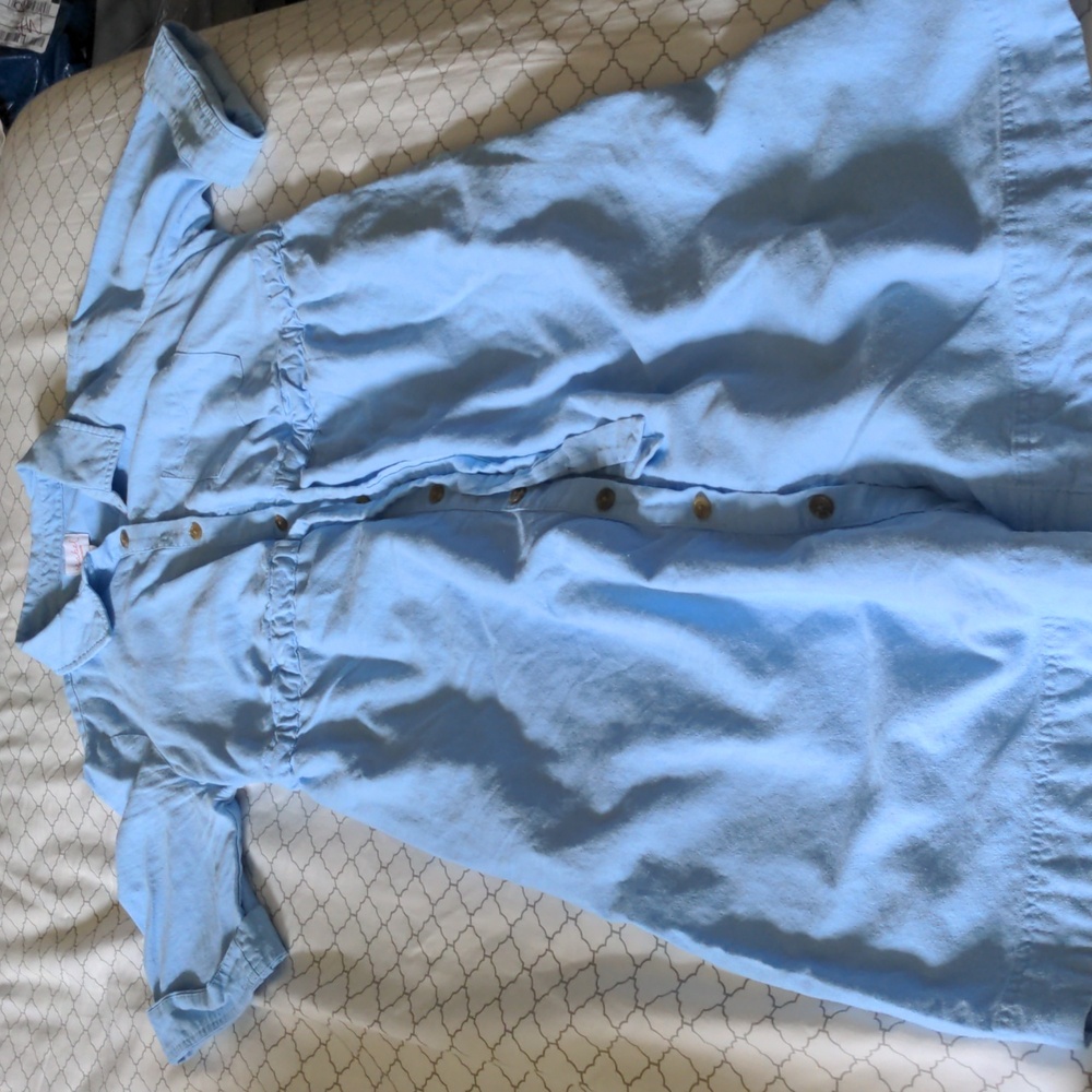 Blue linen maternity dress